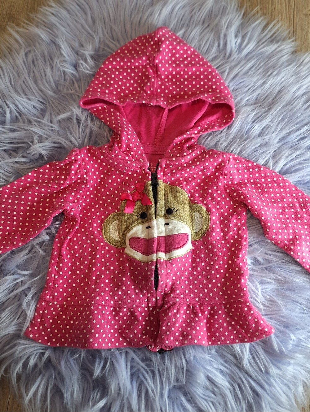 10/$10 Baby Starters Monkey Polkadot Hoodie 6m